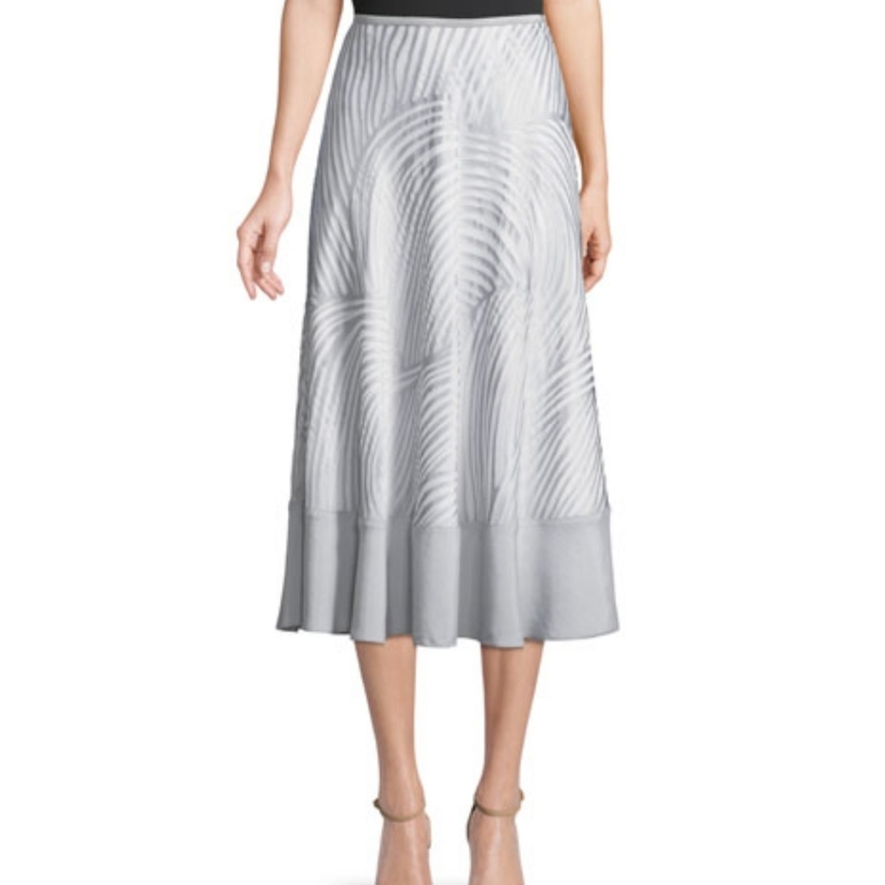 Nic + Zoe Satin Zebra Silver White ALine Skirt Sz 16 New With Tags nwt